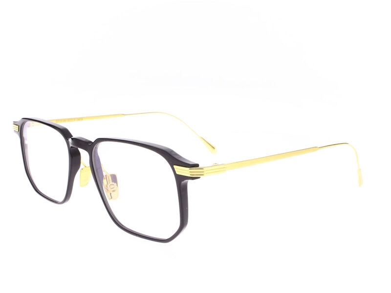 Cutler and Gross Aurum 0007 01 Rectangle optical glasses Black on Yellow Gold 24kt - Rückansicht