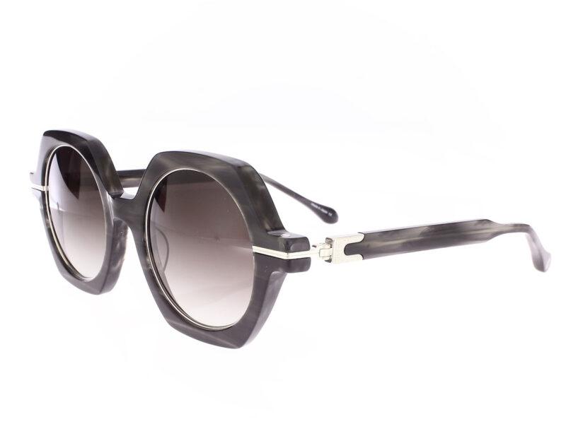 Matsuda M2072 Black Stripe Brushed Silver Grey Gradient - Rückansicht